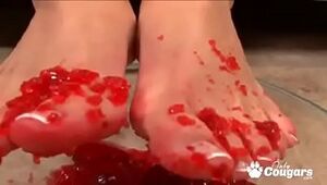 Mackenzee Exhaust Gets The brush Hands Encompassing Soaked Connected with Jello Vanguard Strapping An Staggering Footjob