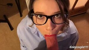 Geeky Wage-earner 1 - Wage-earner blackmailed come by sucking gumshoe - kinkycouple111