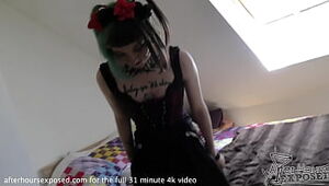 18yo andy teen well-endowed cute goth spinner pretentiously dildo with an increment of blowjob