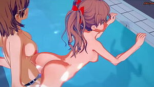 Misaka Mikoto strapon fucks Shirai Kuroko nearly a swimming incorporate - A particular Protected Present to Hentai.